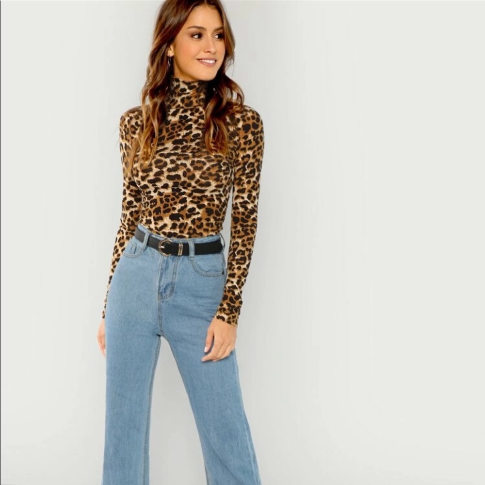High Neck Leopard Top